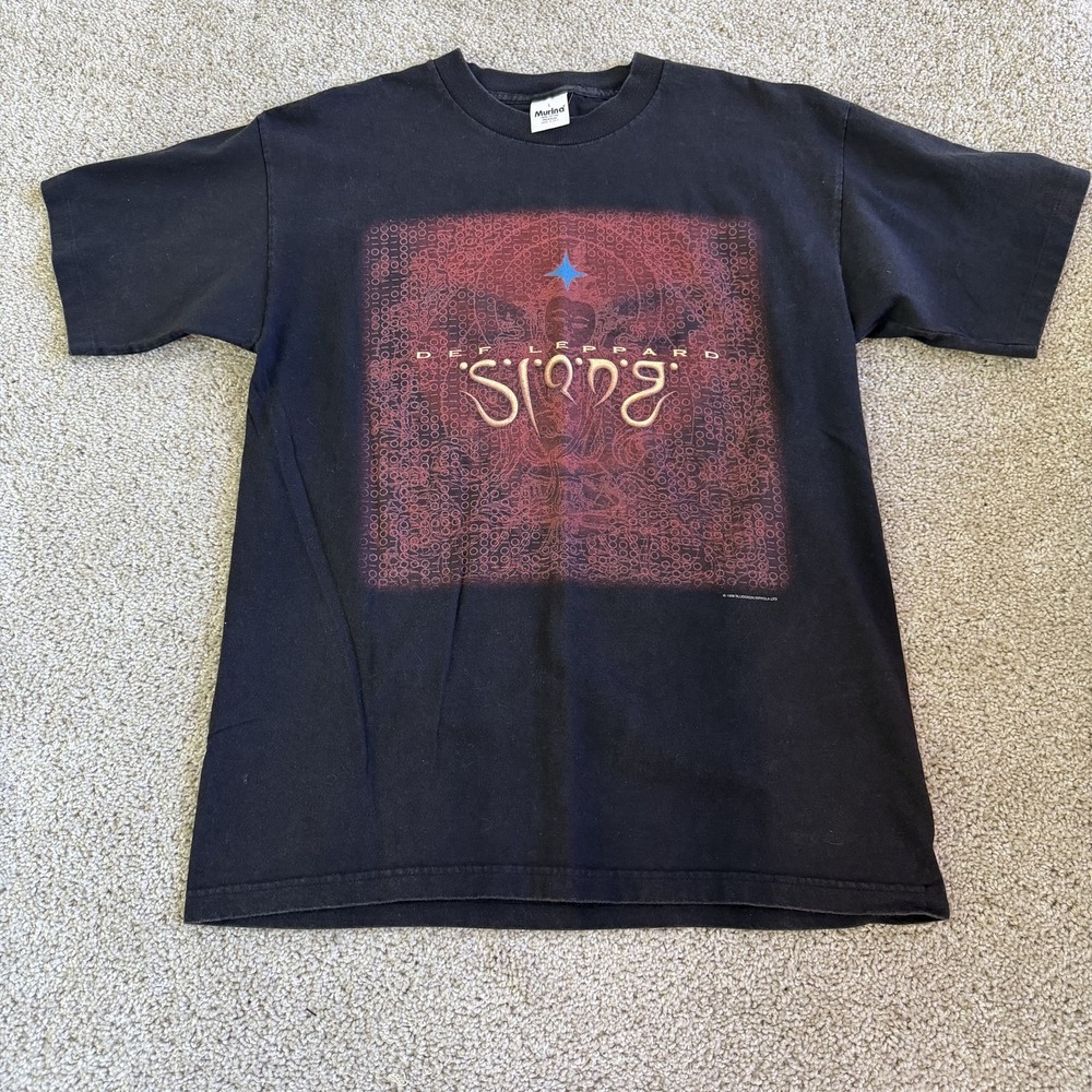 Vintage 90s Def Leppard Shirt Mens L Black Slang 1996 Tour Tee T-Shirt Rock Band